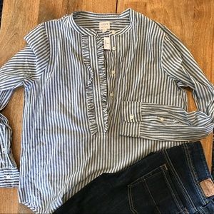 NWT J. Crew Button-up Henley Striped Shirt